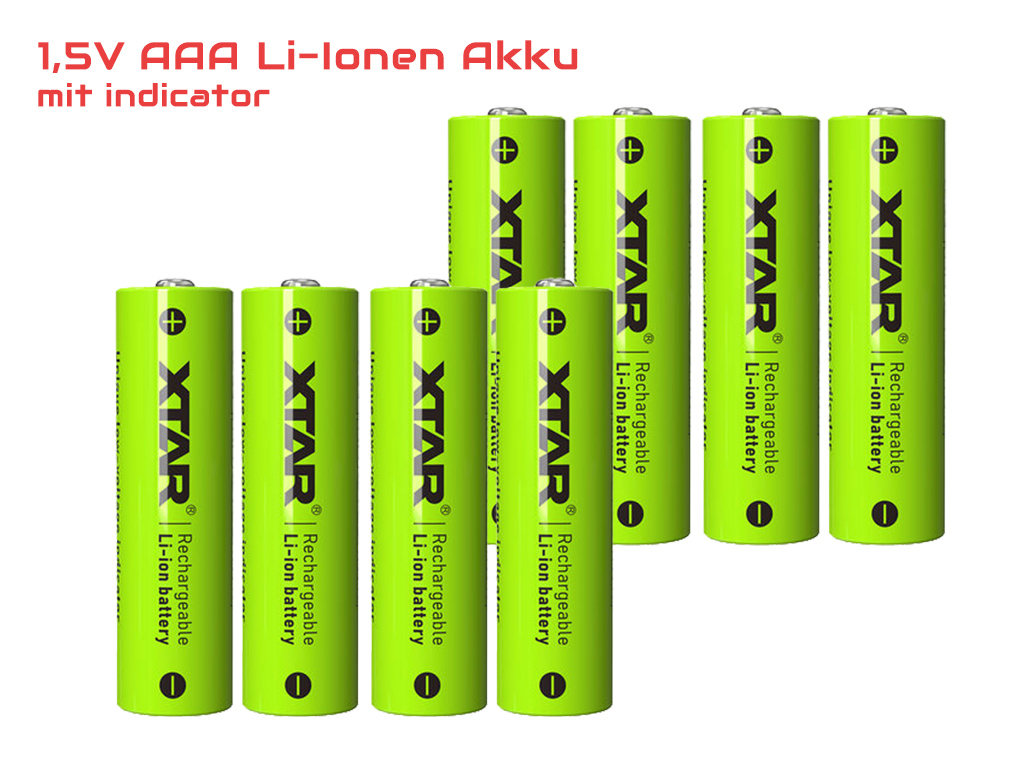 Xtar L8 Ladegerät inkl. 8x AA, LR6, 1.5V 3300mWh Li-Ion Akkus, QC3.0 Netzteil