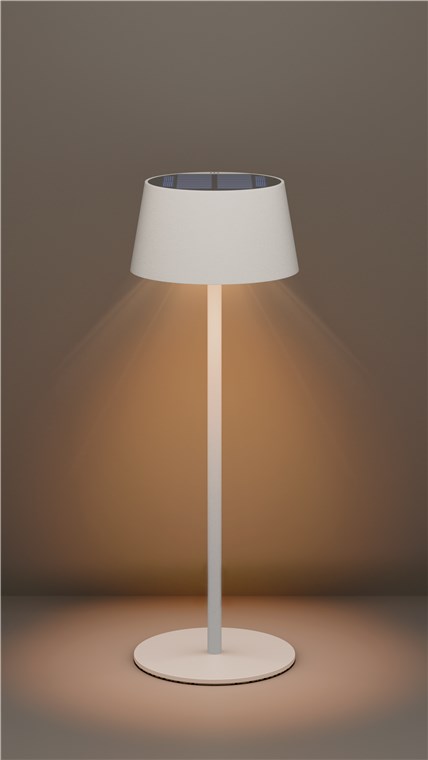Solar LED Tischleuchte dimmbar weiss IP44 Schutzstandard für den Aussenbereich