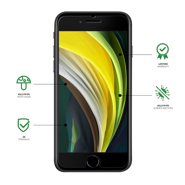 EIGER APPLE IPHONE SE2020/8/7/6S/6, GLAS ANTIBAKTERIELL 2.5D MOUNTAIN GLASS+