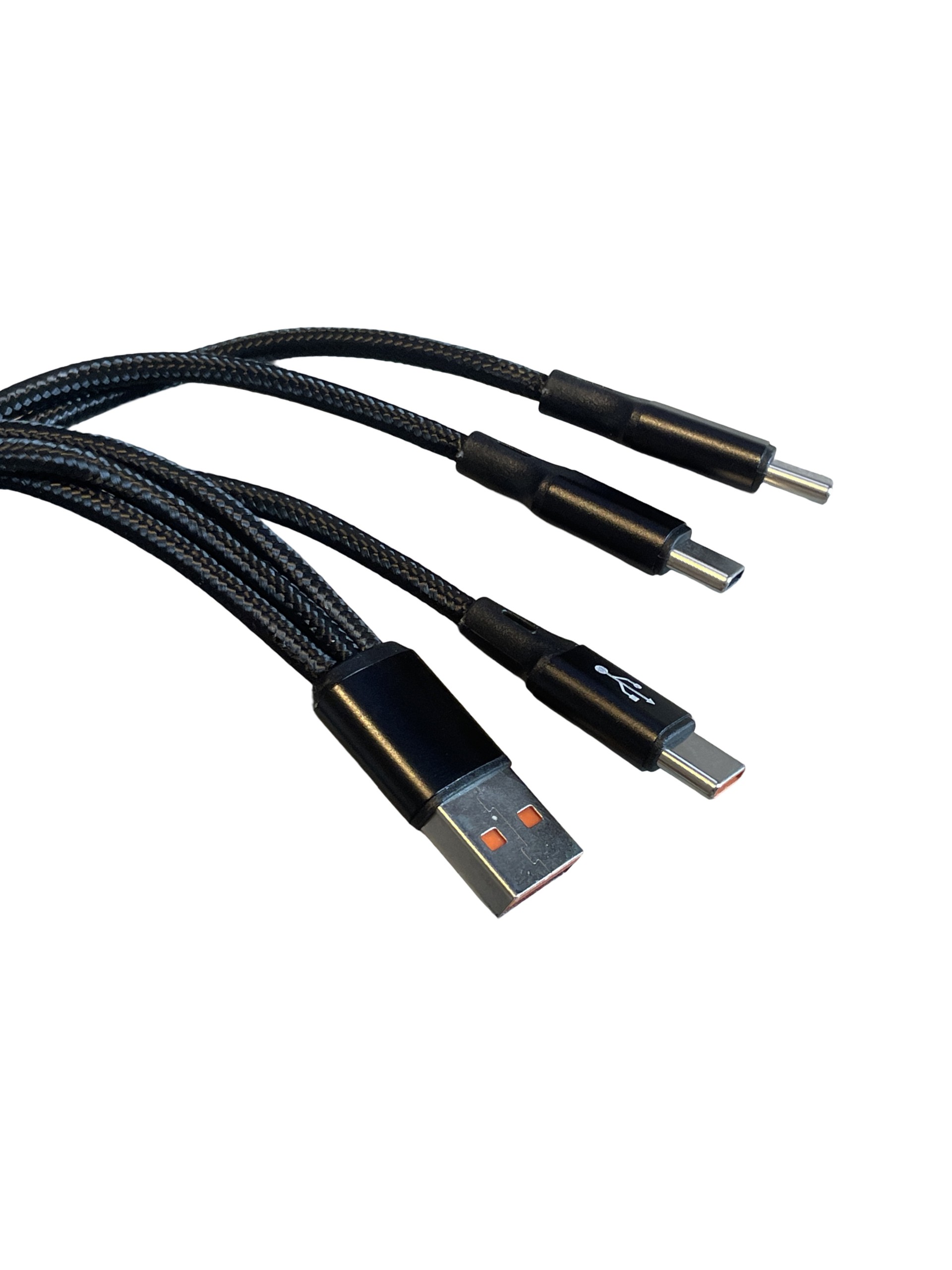 3in1 USB-A Splitterkabel auf 3 x USB-C, schwarz