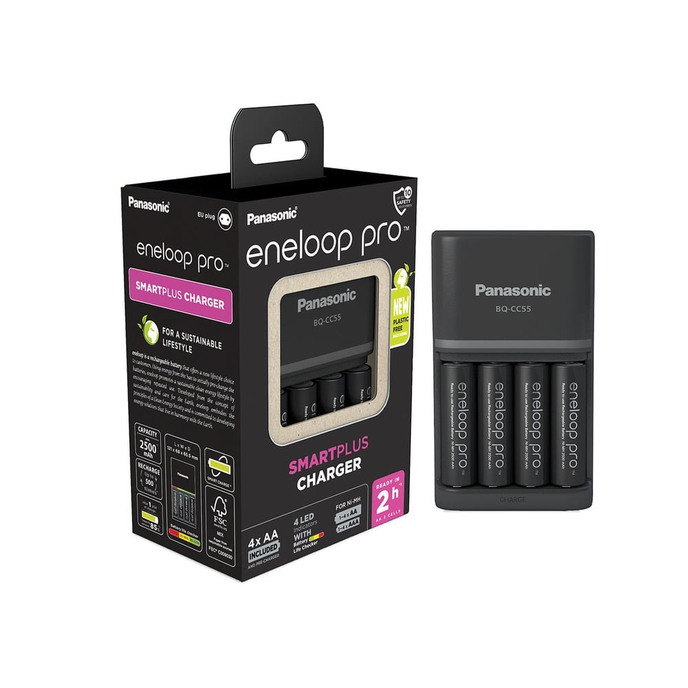 Panasonic Ladegerät BQ-CC55E + 4x eneloop Pro AA Akku