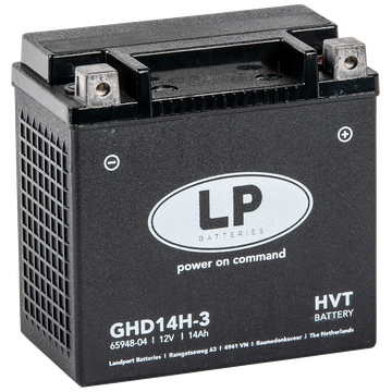 LP GHD14H-3 GEL Motorradbatterie ersetzt HVT-03, 65958-04, GHD14HL-BS 12V 14Ah