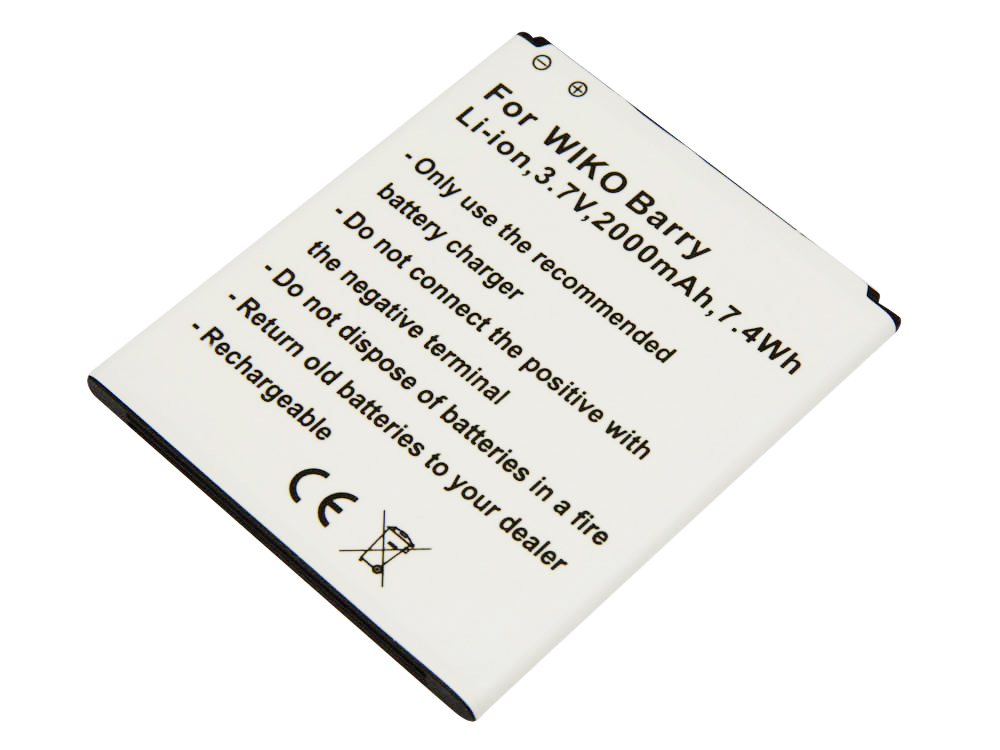 Akku ersetzt Wiko Barry passend für Wiko Barry, Barry Dual Sim 2000mAh