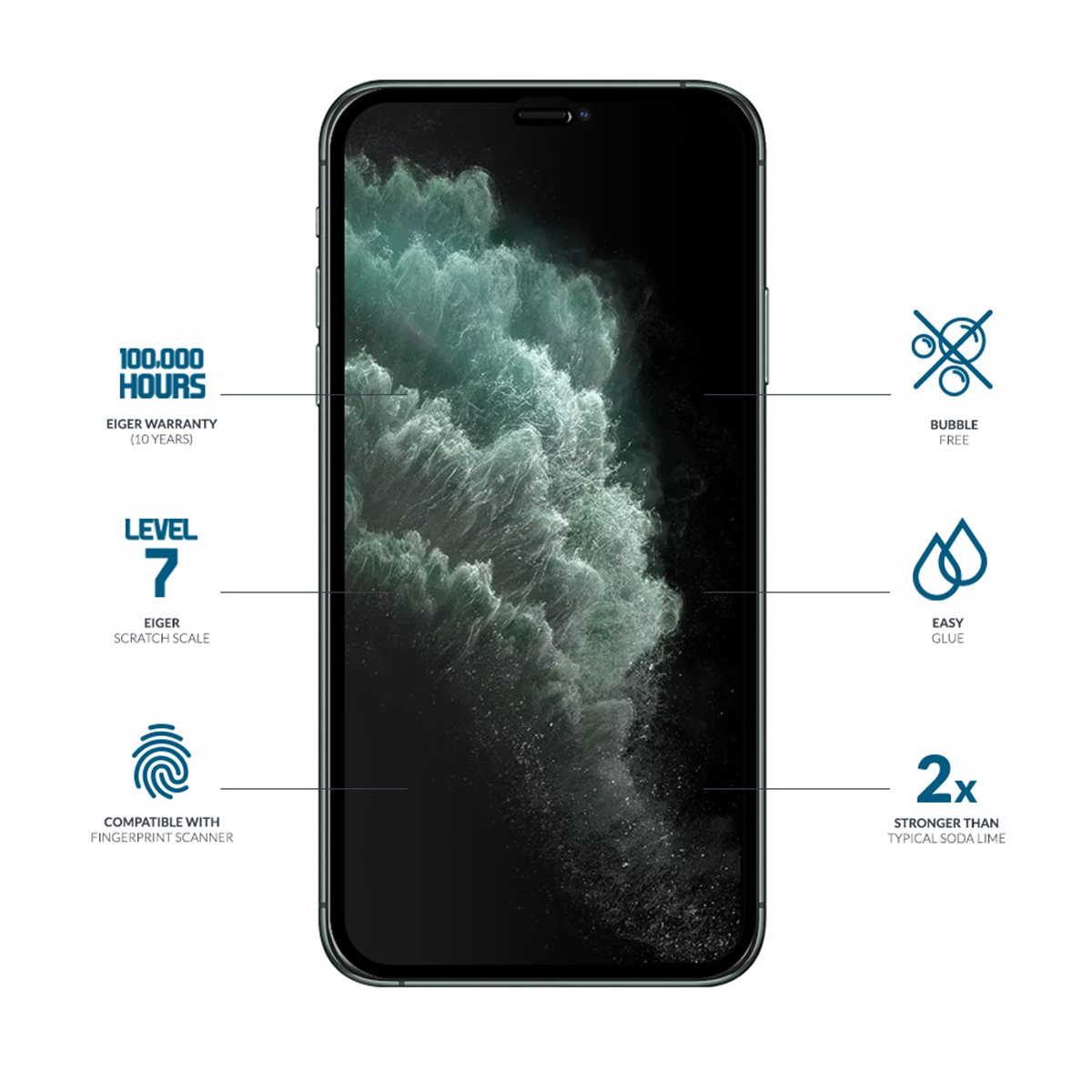EIGER APPLE IPHONE 11 PRO, X, XS DISPLAY-GLAS 3D GLASS CLEAR/BLACK
