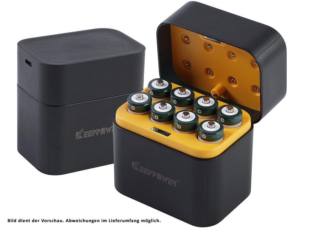 Keeppower I8 Ladegerät mit 8× 1.5V 2400mAh AA, Mignon, Li-Ion Akkus