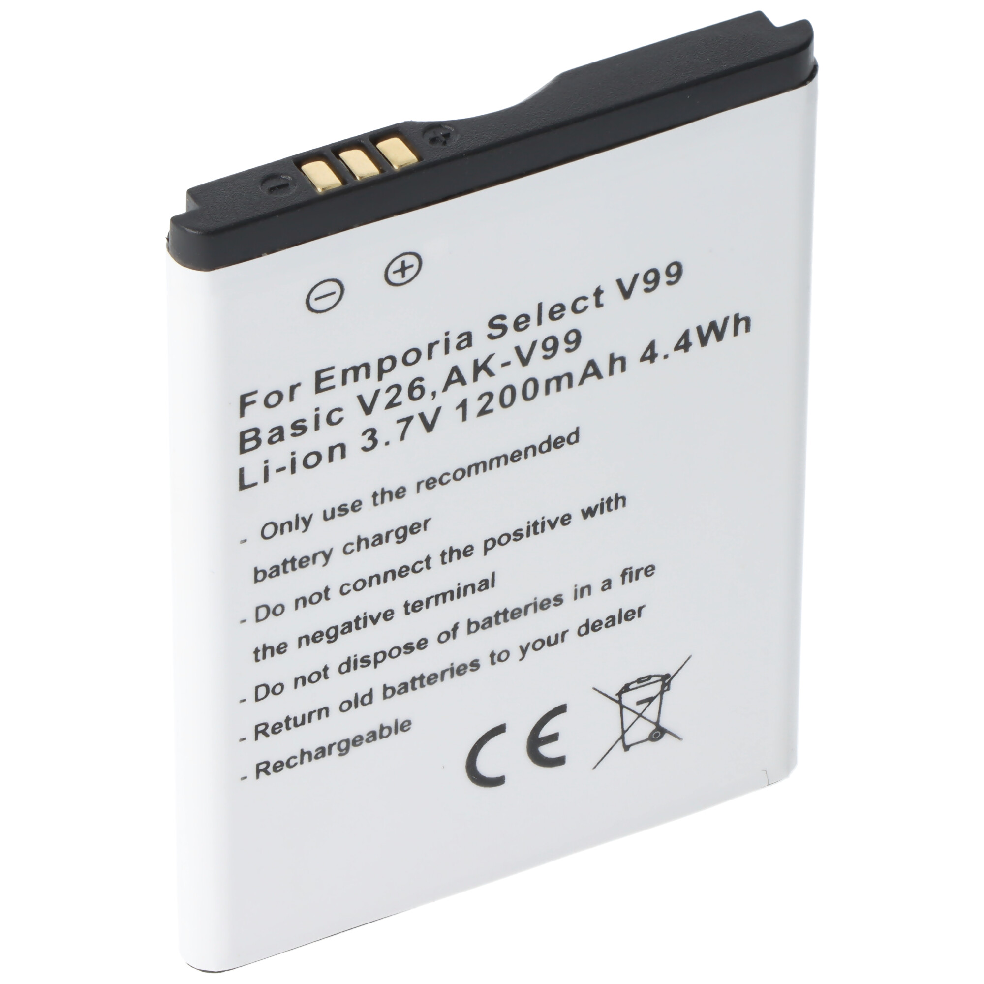 Akku ersetzt Emporia AK-V99 passend für Emporia Select V99, Basic V26 1200mAh