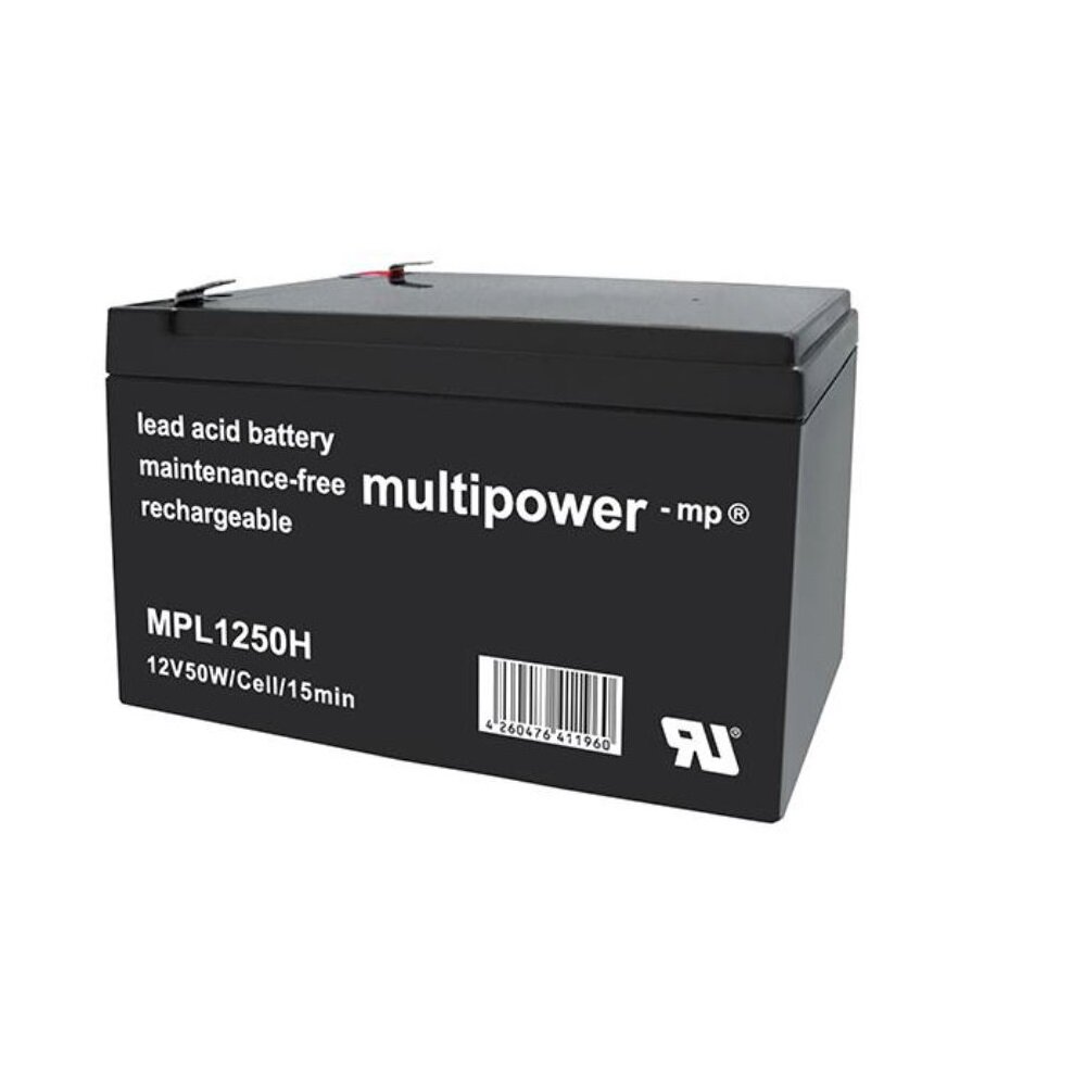 Multipower MPL1250H 12V 14Ah Bleiakku, Hochstrom Longlife, Faston 6.3mm