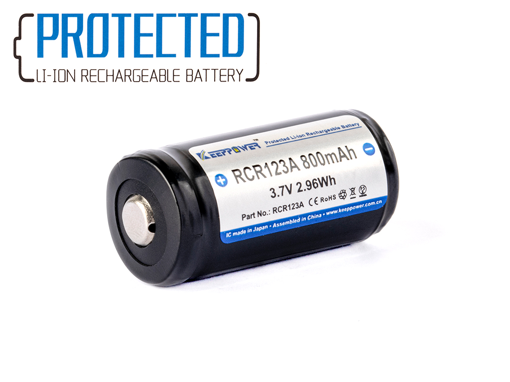 Keeppower 16340 (RCR123A) Li-Ion 3.7V 800mAh PCB