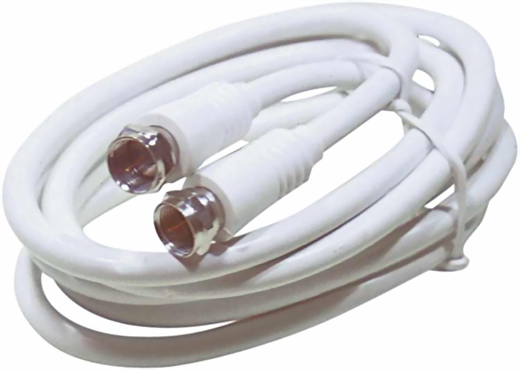 SAT Anschlusskabel, weiss, 2.5 m, F-Stecker / F-Stecker