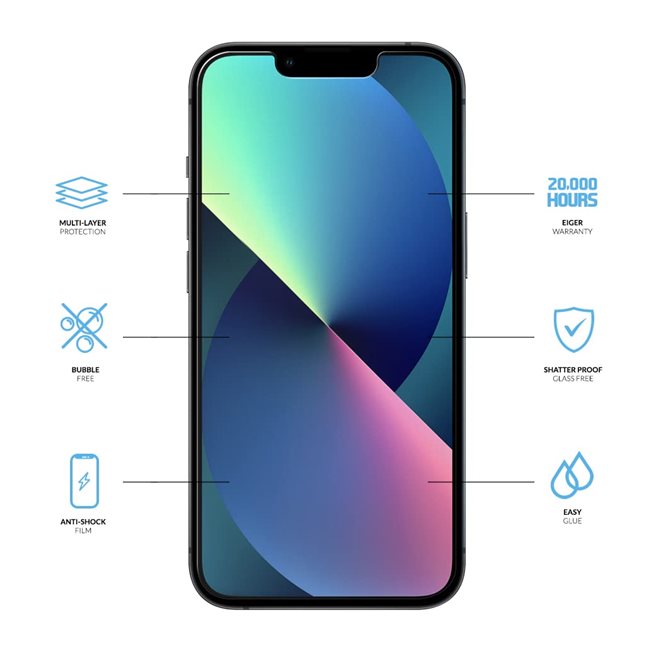 EIGER APPLE IPHONE 14/13/13 PRO DISPLAY-GLAS (2ER PACK) HIGH-IMPACT TRI FLEX