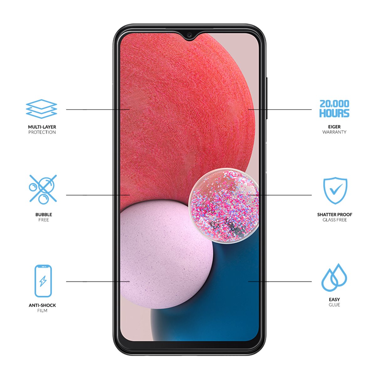 EIGER SAMSUNG GALAXY A13 4G DISPLAY-GLAS (2ER PACK) HIGH-IMPACT TRI FLEX KLAR