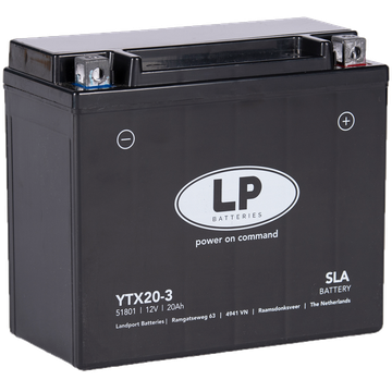 LP LTX20-3 SLA Motorradbatterie ersetzt 82003, 518901026, GYZ20L, GEL12-20L-BS