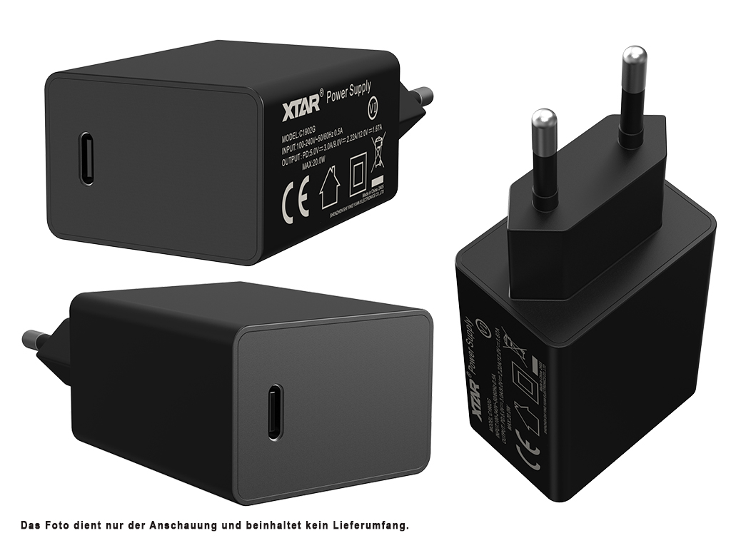 Xtar USB-C Netzteil PD20W, 5V 3A, 9V 2.22A, 12V 1.66A 20W