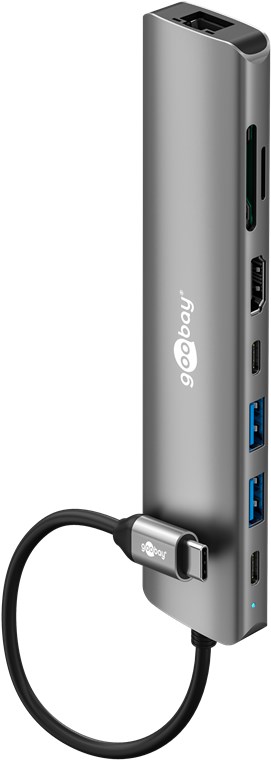 Slim 8-Port USB-Hub mit HDMI und RJ45, 5 Gbit/s, 2x USB-A (USB 3.2)