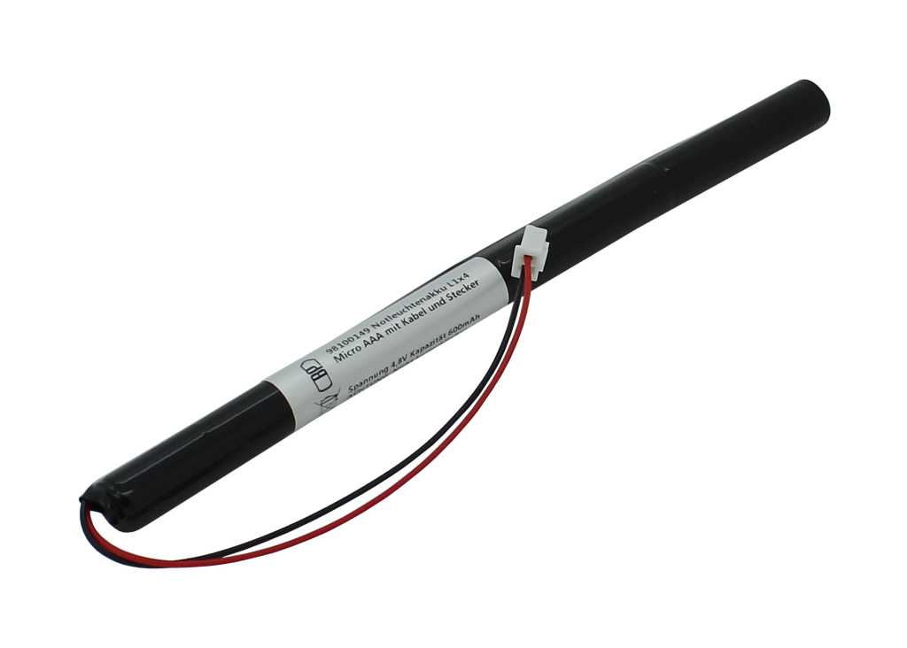 Notleuchten Akku 4.8V 600mAh Ni-MH, L1x4 Micro AAA mit Kabel und Stecker