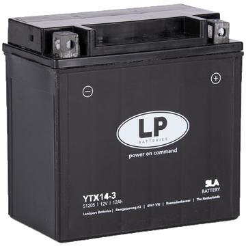 LP YTX14-3 SLA Motorradbatterie 51205 12V 12Ah