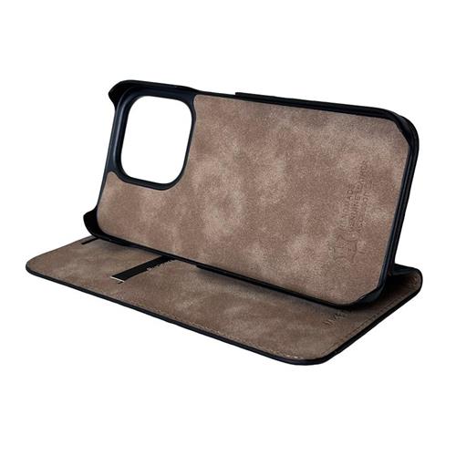 iPhone 15 Pro Max, Marc schwarz, Book-Cover Echtleder