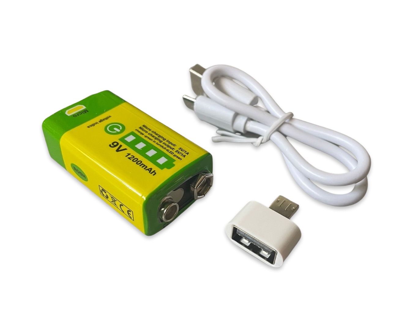 Liter USB-8.4V-1200, 9V Block, 6F22, 600mAh Li-Ion, USB Ladefunktion, Powerbank