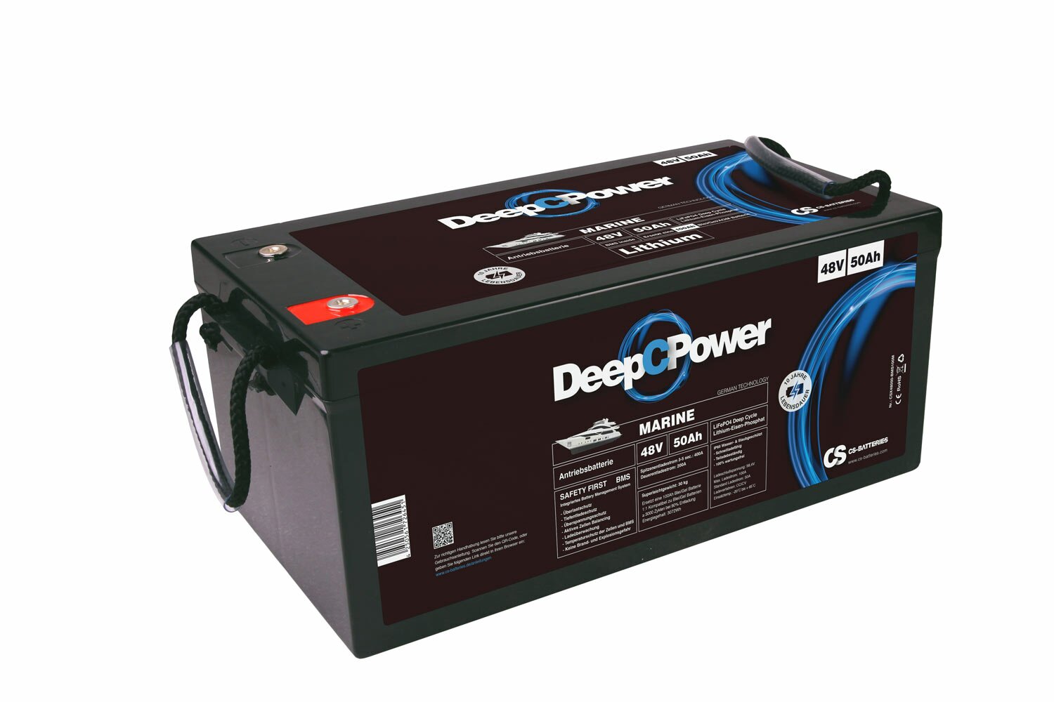 Deep C Power 48V 50Ah LiFePO4 Marine / Boot Batterie 520 x 268 x