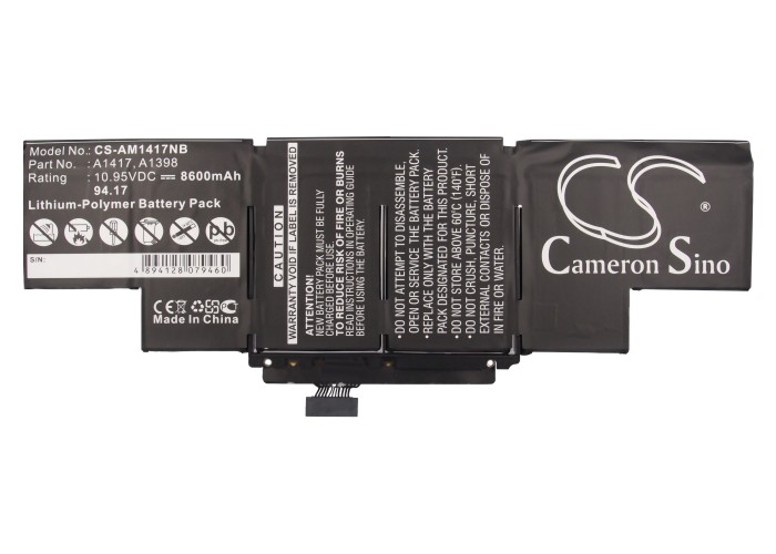 Akku passend für Apple MacBook Pro 15" A1417 8460mAh