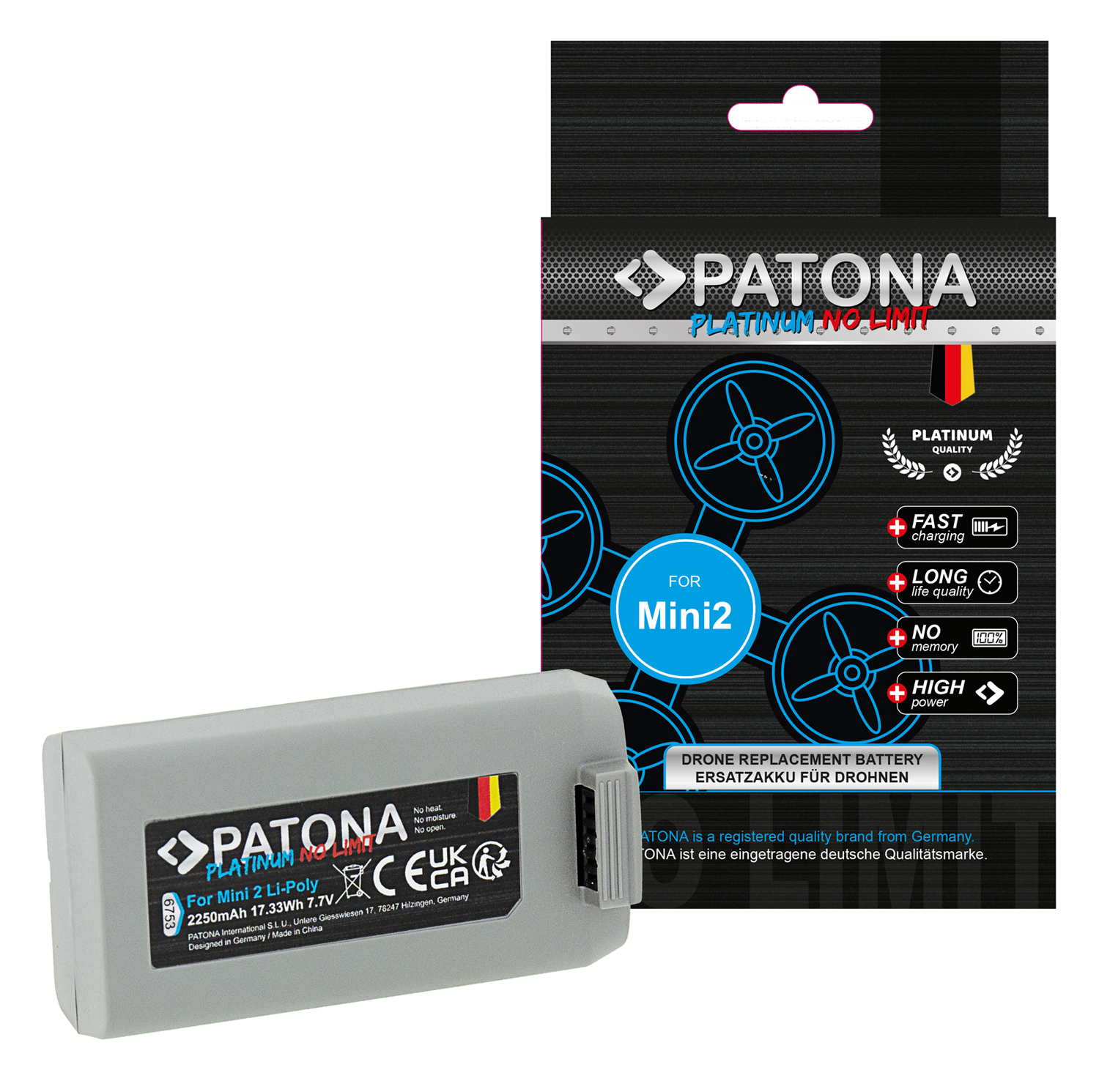 Patona Akku ersetzt BWX161-2250-7.7 passend für DJI Mini 2, Mini 2 SE, Mini SE