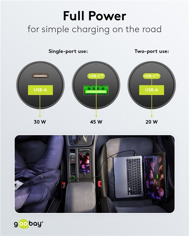 Dual USB-C Auto-Schnellladegerät 45W PD (Power Delivery)