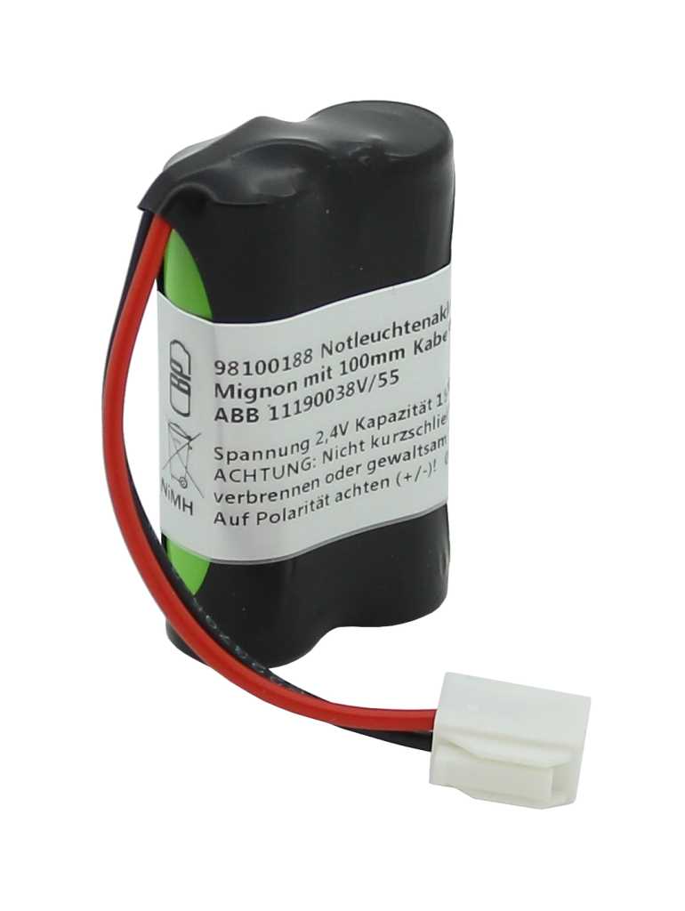 Notleuchtenakku 2.4V, 1500mAh, Ni-MH, F1x2 Mignon mit 100mm Kabel
