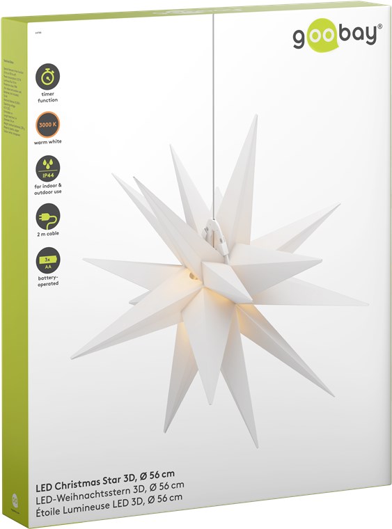 LED-Weihnachtsstern 3D, Ø 56 cm, batteriebetrieben