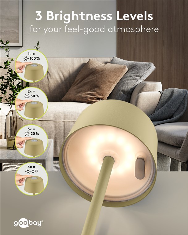 Kabellose LED-Tischleuchte, Grösse S, 25 cm, beige