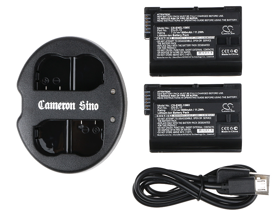 Dual Akkuladestation für Nikon EN-EL15 mit 2 Akkus